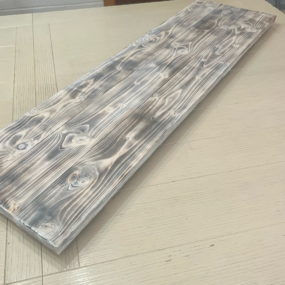 Rustic Wooden Plank Tray-Farmhouse Style Hand flamed Whitewash Finish NEW